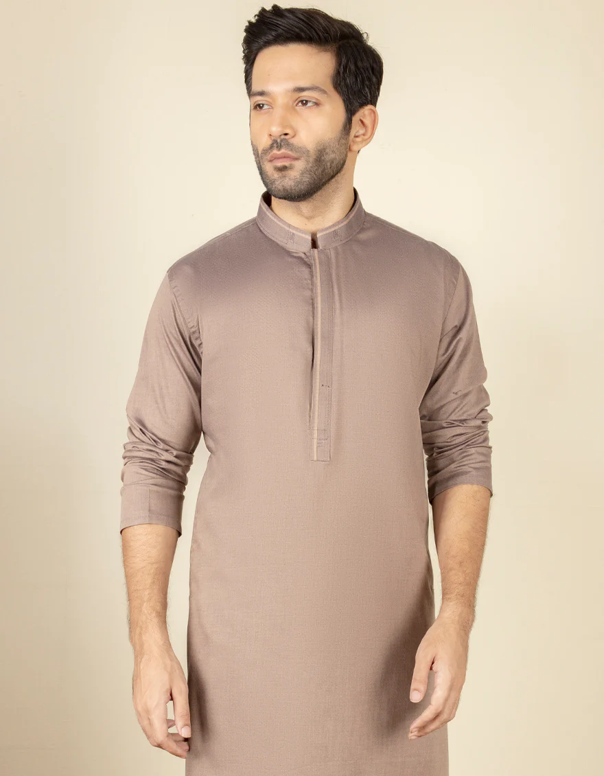 DULL BROWN COTTON KAMEEZ SHALWAR | JJKS-S-US-37629/S22/JJ8148-CL - Image 3