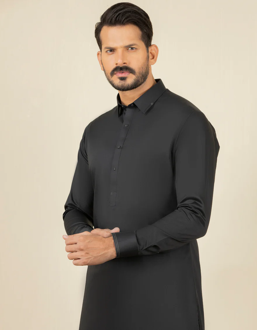 BLACK COTTON KAMEEZ SHALWAR | JJKS-S-US-37631/S22/JJ8171-EX - Image 3