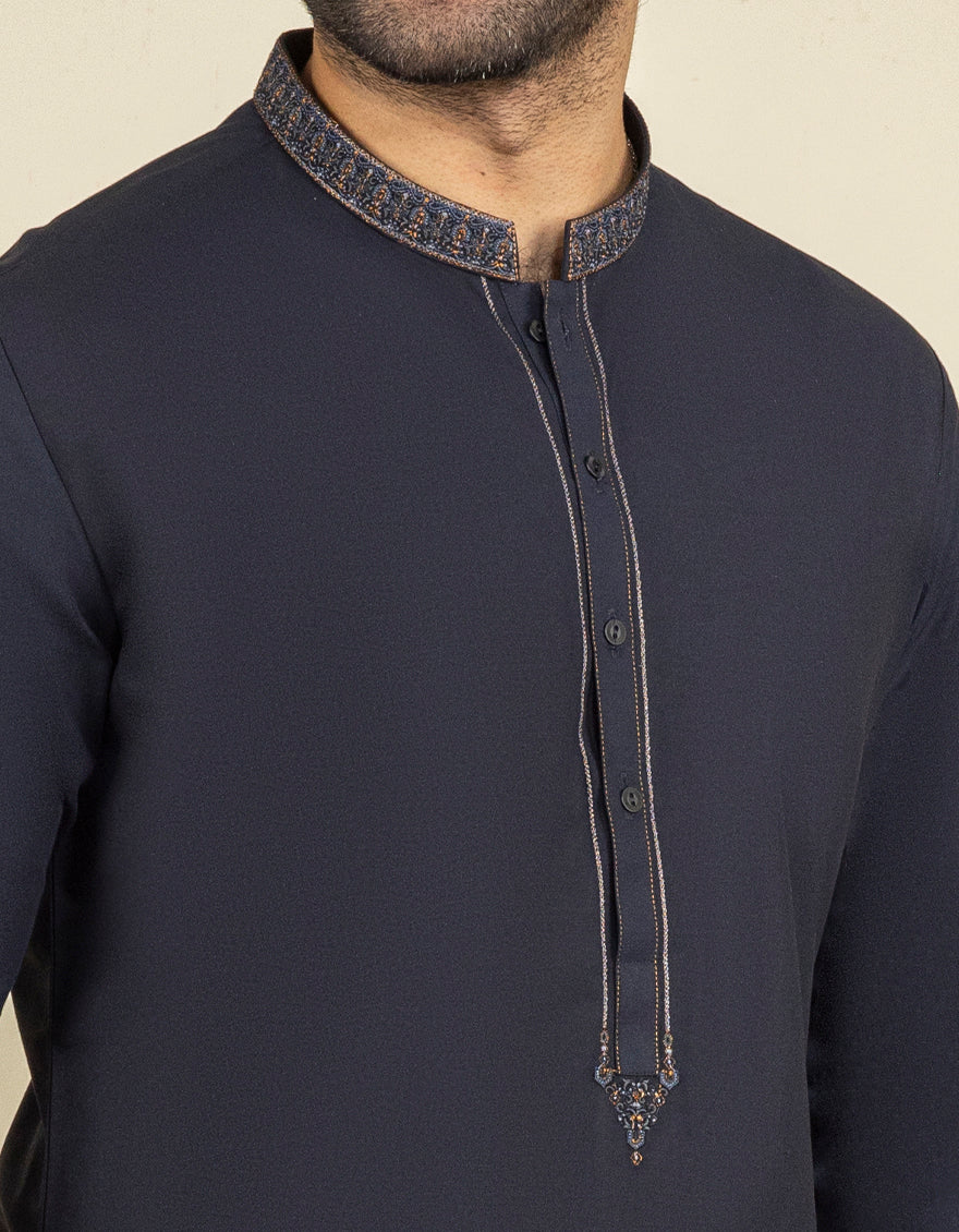 DEEP NAVY BLENDED KAMEEZ SHALWAR | JJKS-S-US-37643/S22/JJ7599-FL - Image 2