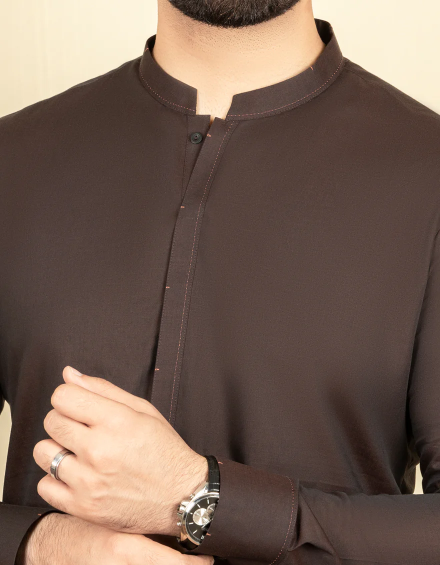 COFFEE BROWN COTTON KAMEEZ SHALWAR | JJKS-S-US-37644/S22/JJ8250-EX - Image 2