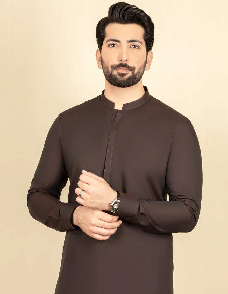 COFFEE BROWN COTTON KAMEEZ SHALWAR | JJKS-S-US-37644/S22/JJ8250-EX - Image 3