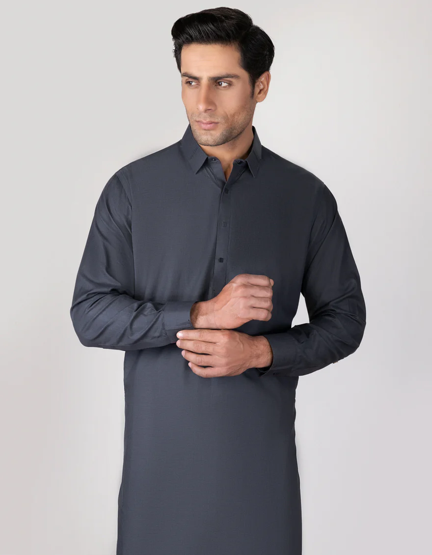 GREY COTTON KAMEEZ SHALWAR | JJKS-S-US-37657/S23/JJ8250-EX - Image 3