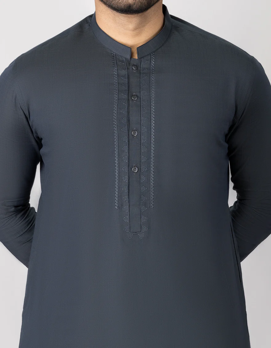 STONE GREY COTTON KAMEEZ SHALWAR | JJKS-S-US-37677/S23/JJ8191-SF - Image 2