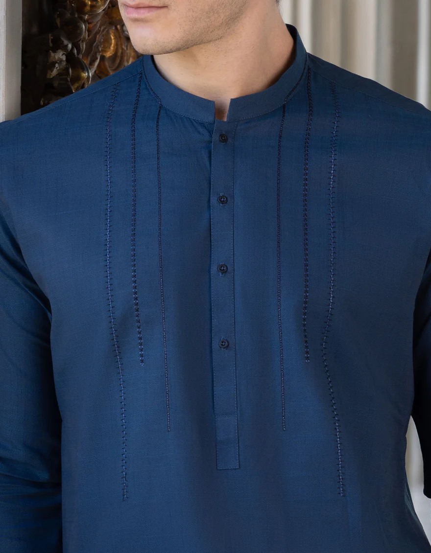 BLUE COTTON KAMEEZ SHALWAR | JJKS-S-US-37678/S23/JJ8191-SF - Image 2