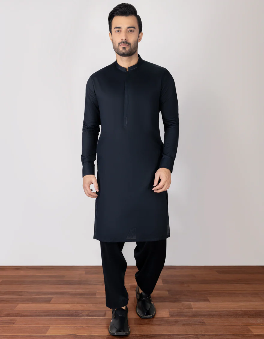 BLACK COTTON KAMEEZ SHALWAR | JJKS-S-US-37700/S23/JJ8277-CL - Image 3