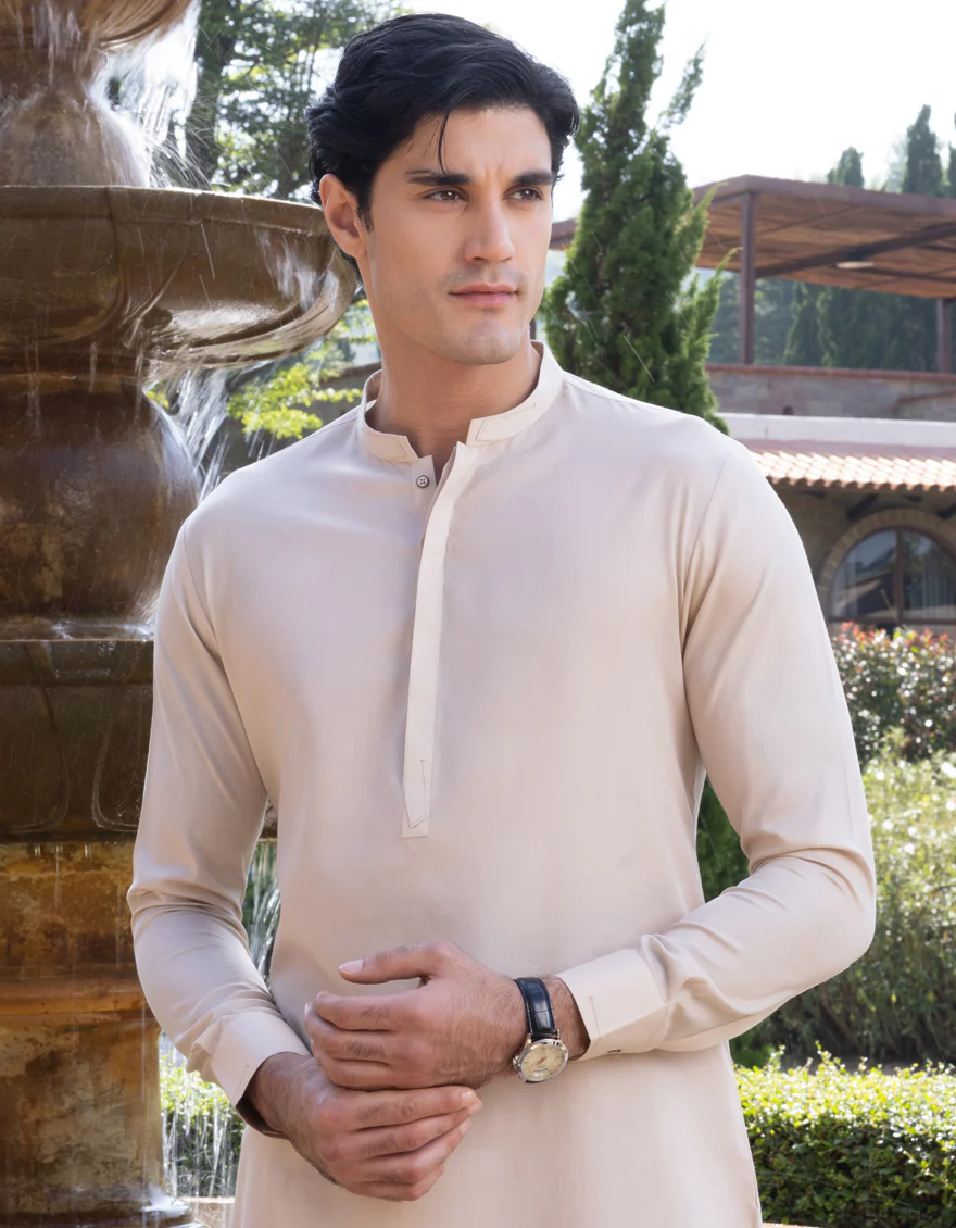 SAND COTTON KAMEEZ SHALWAR | JJKS-S-US-37701/S23/JJ8277-EX - Image 3