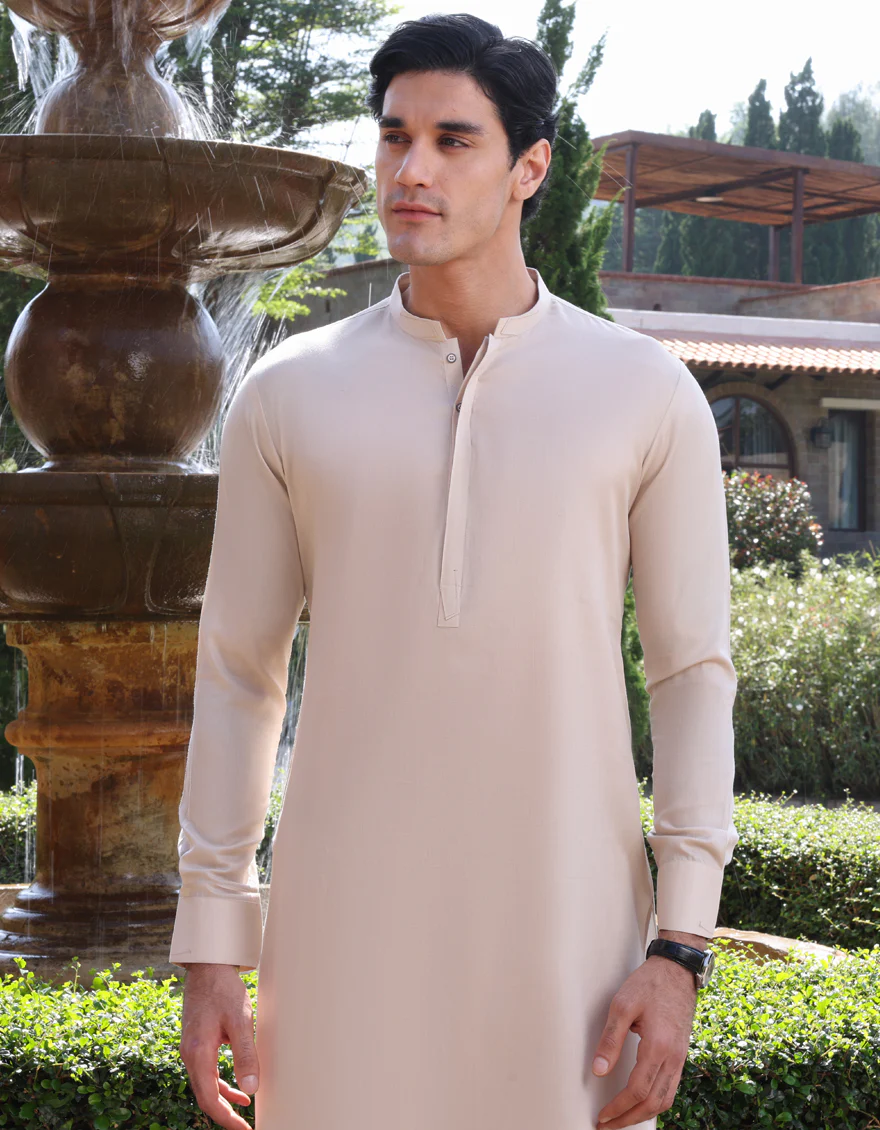 SAND COTTON KAMEEZ SHALWAR | JJKS-S-US-37701/S23/JJ8277-EX - Image 4