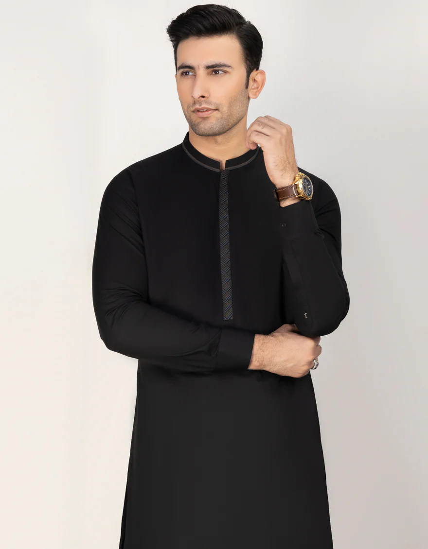 BLACK COTTON KAMEEZ SHALWAR | JJKS-S-US-37708/S23/JJ8293-SF - Image 3