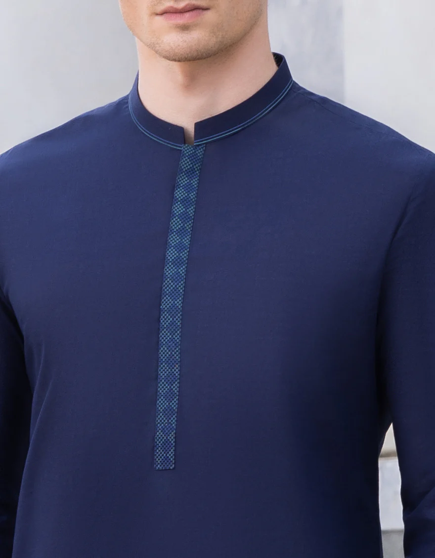 MIDNIGHT BLUE COTTON KAMEEZ SHALWAR | JJKS-S-US-37709/S23/JJ8293-SF - Image 2
