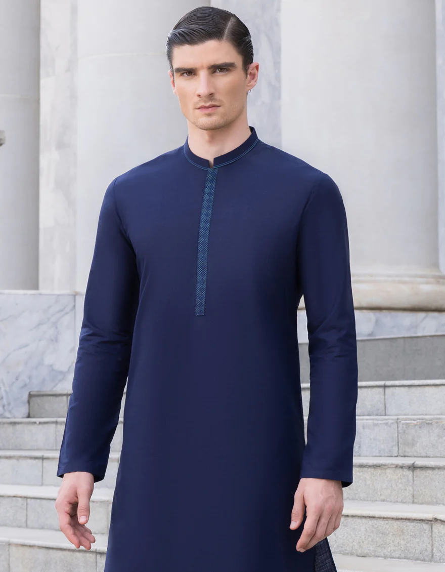 MIDNIGHT BLUE COTTON KAMEEZ SHALWAR | JJKS-S-US-37709/S23/JJ8293-SF - Image 3