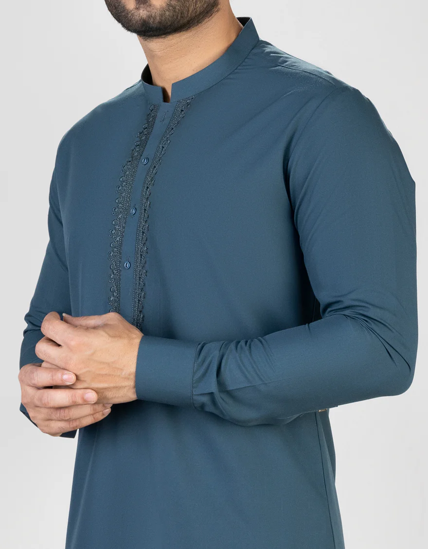 GREISH GREEN BLENDED KAMEEZ SHALWAR | JJKS-S-US-37724/S23/JJ8726-SF - Image 2