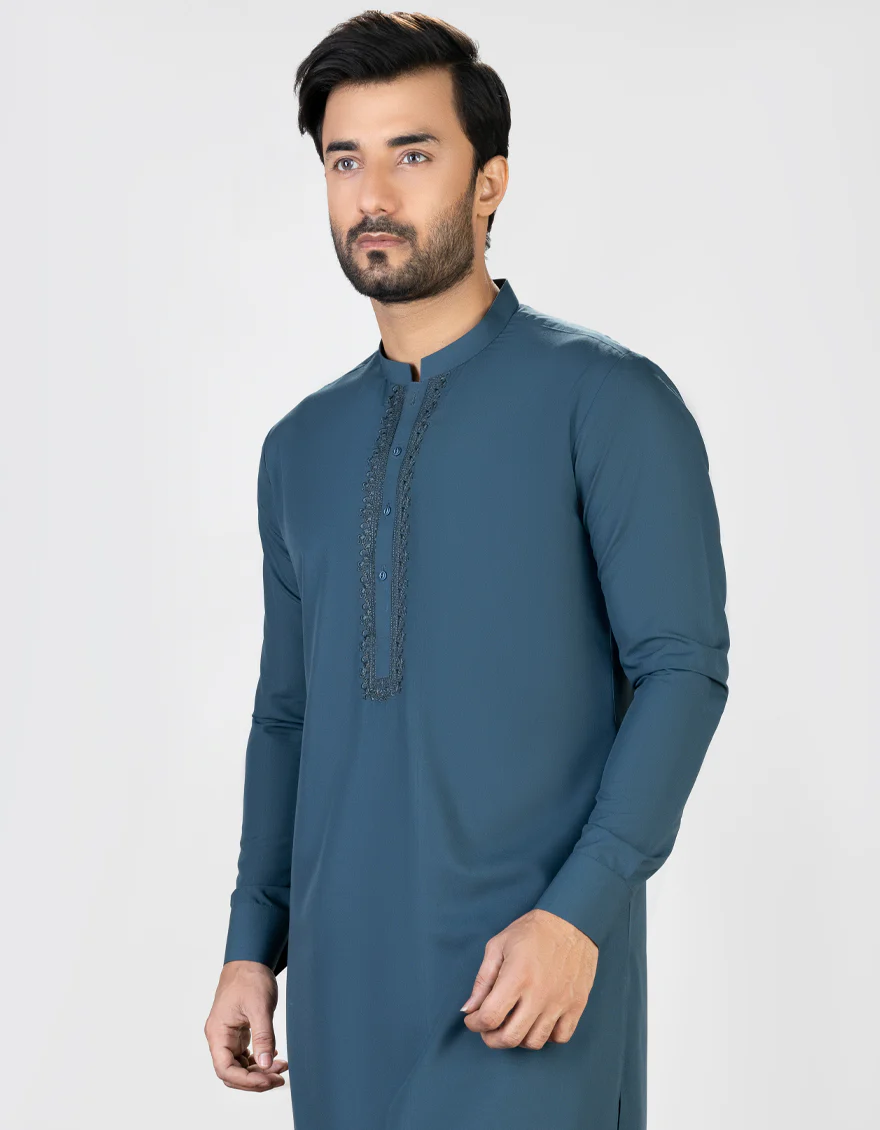 GREISH GREEN BLENDED KAMEEZ SHALWAR | JJKS-S-US-37724/S23/JJ8726-SF - Image 3