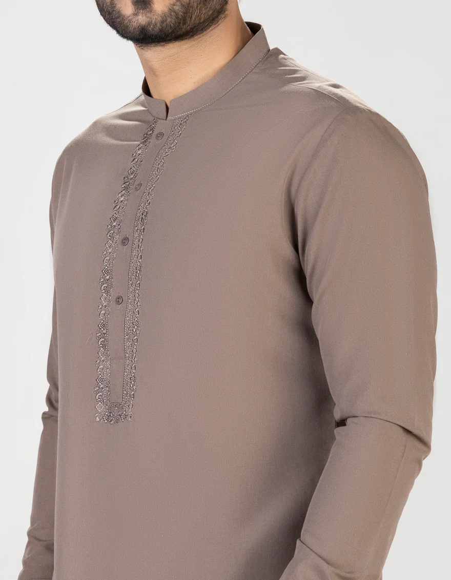COFFEE BROWN BLENDED KAMEEZ SHALWAR | JJKS-S-US-37728/S23/JJ8726-SF - Image 2