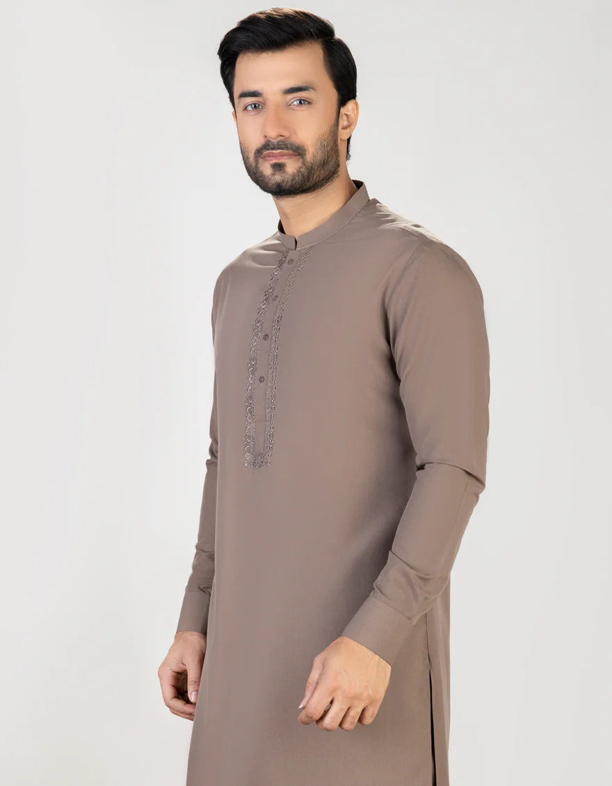 COFFEE BROWN BLENDED KAMEEZ SHALWAR | JJKS-S-US-37728/S23/JJ8726-SF - Image 3