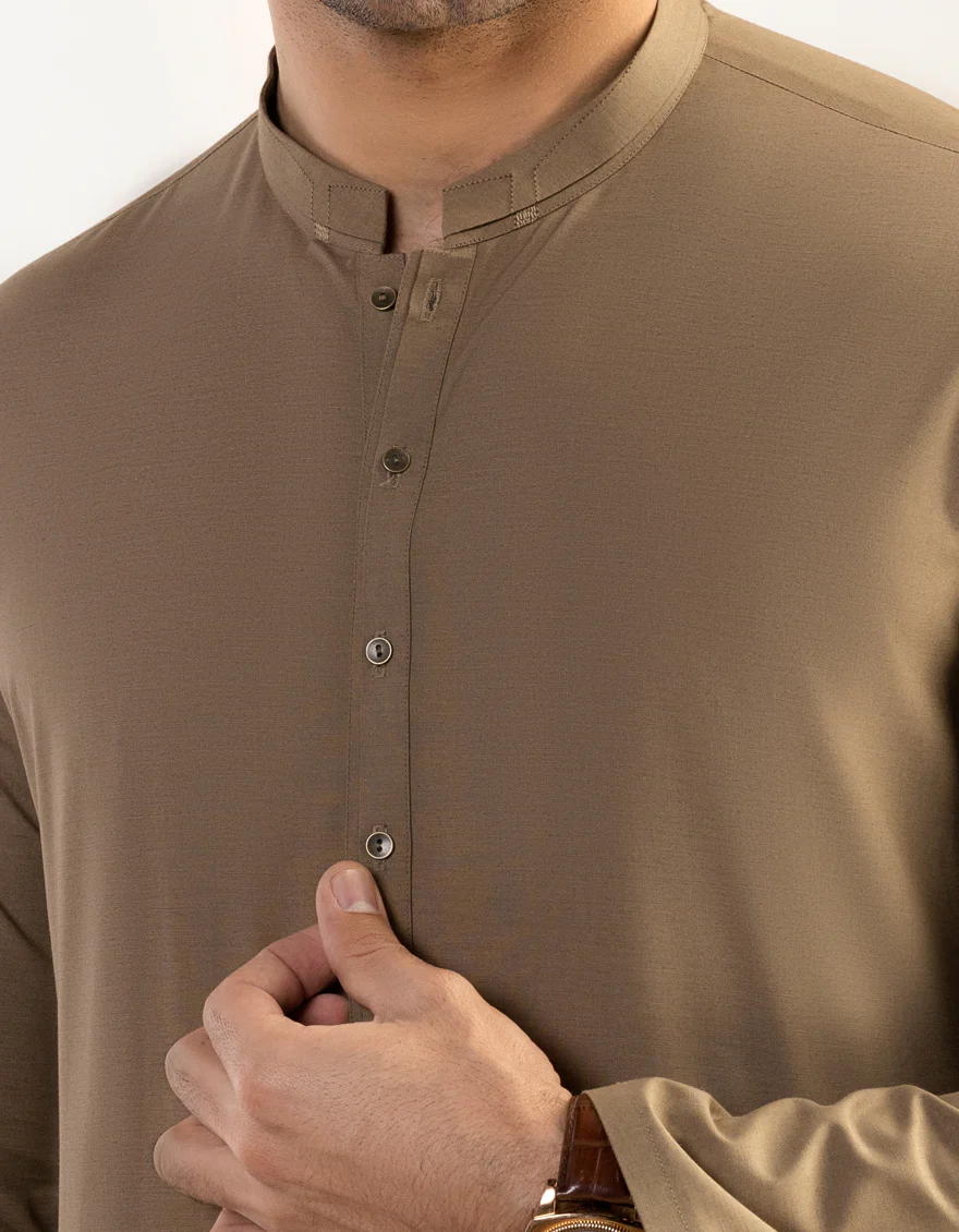 MUD BROWN BLENDED KAMEEZ SHALWAR | JJKS-S-US-37757/S23/JJ8284-PN - Image 2