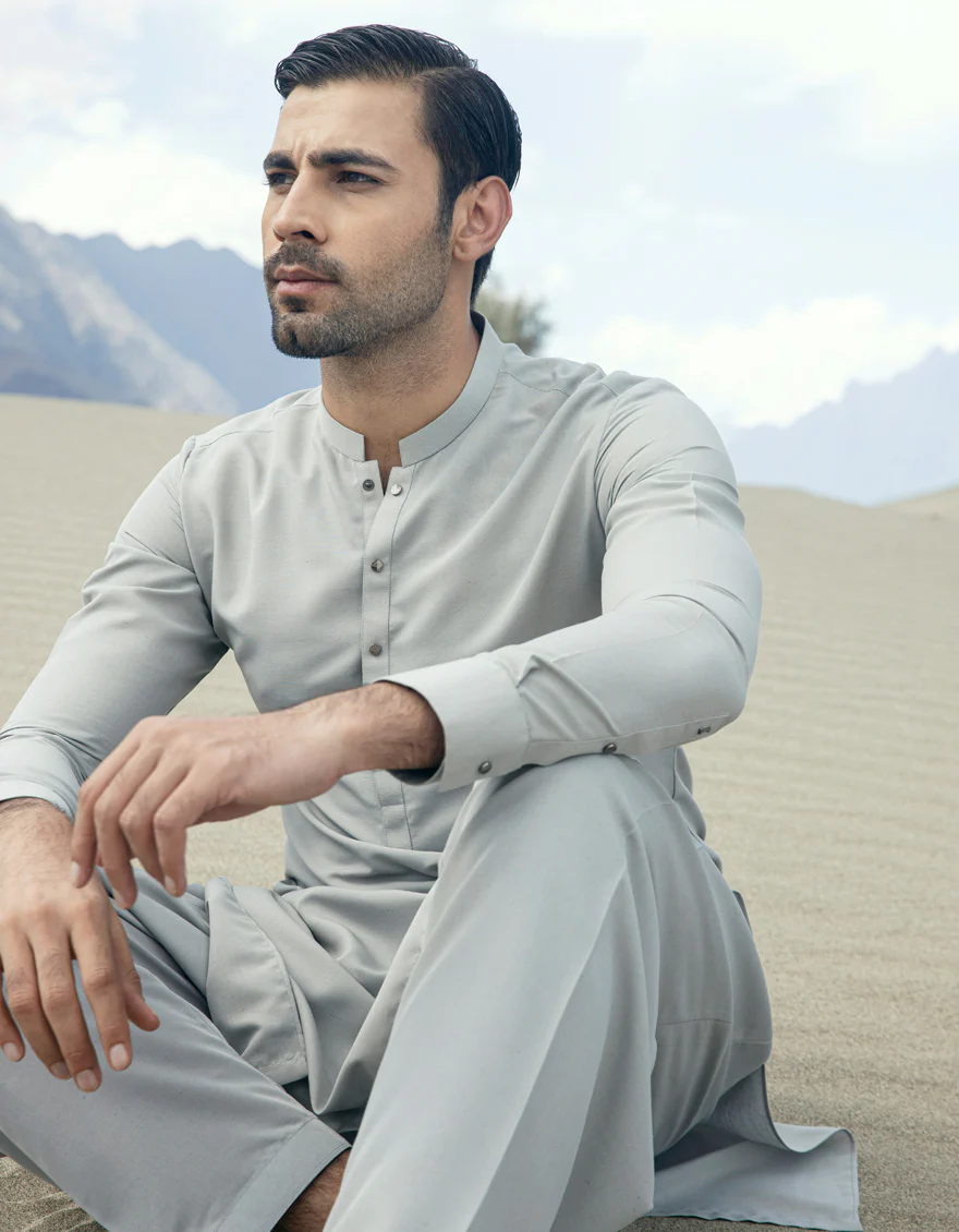 GREY BLENDED KAMEEZ SHALWAR | JJKS-S-US-37776/S23/JJ9008-PN - Image 2