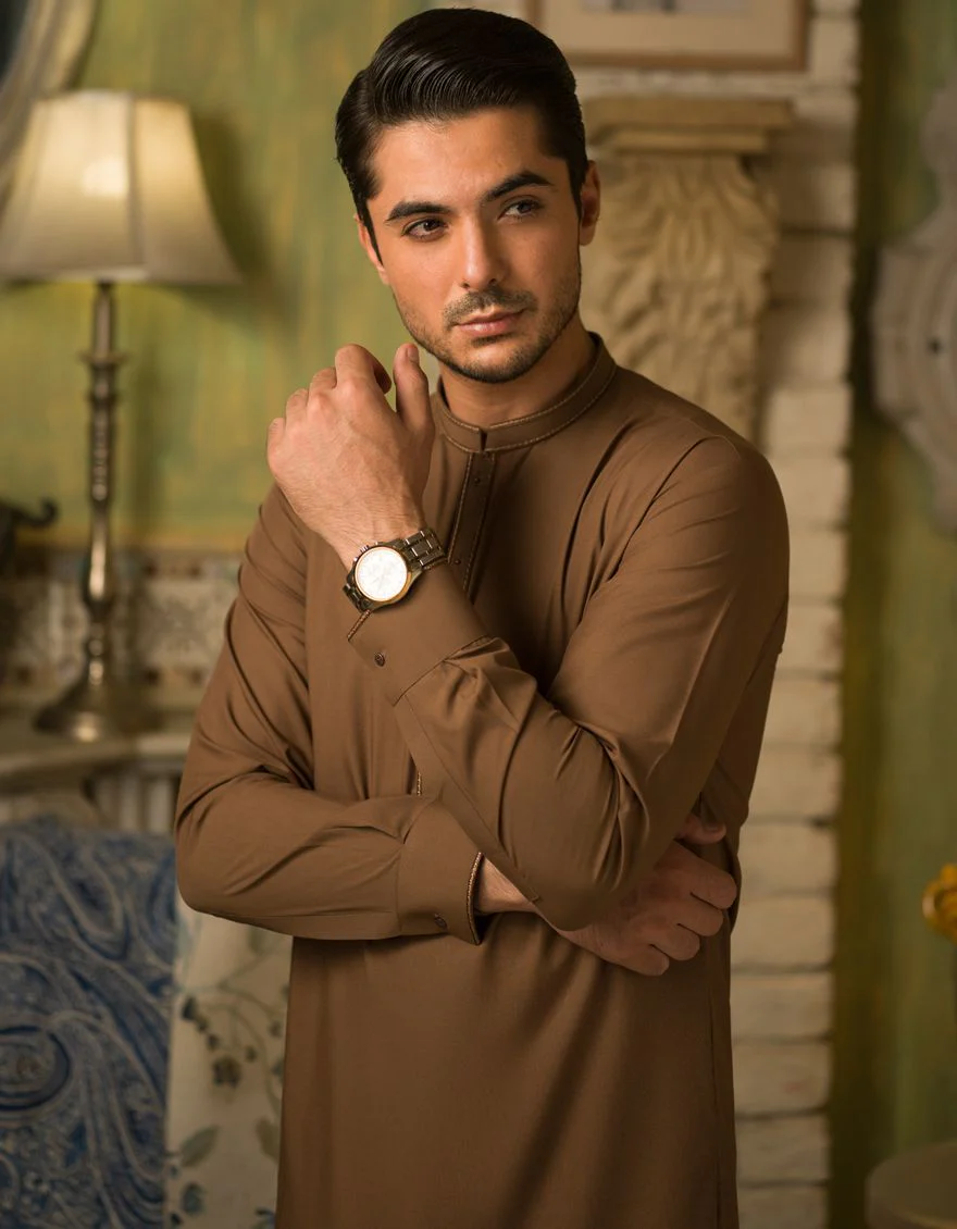 BROWN KAMEEZ SHALWAR | JJKS-S-US-40096/S21/JJ7324-SF - Image 2