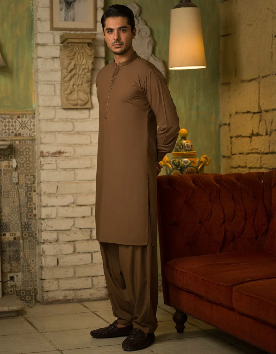 BROWN KAMEEZ SHALWAR | JJKS-S-US-40096/S21/JJ7324-SF - Image 3