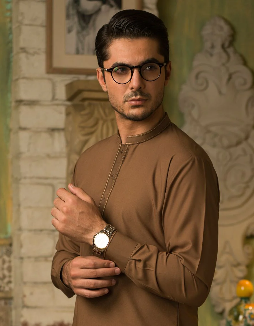BROWN KAMEEZ SHALWAR | JJKS-S-US-40096/S21/JJ7324-SF - Image 4