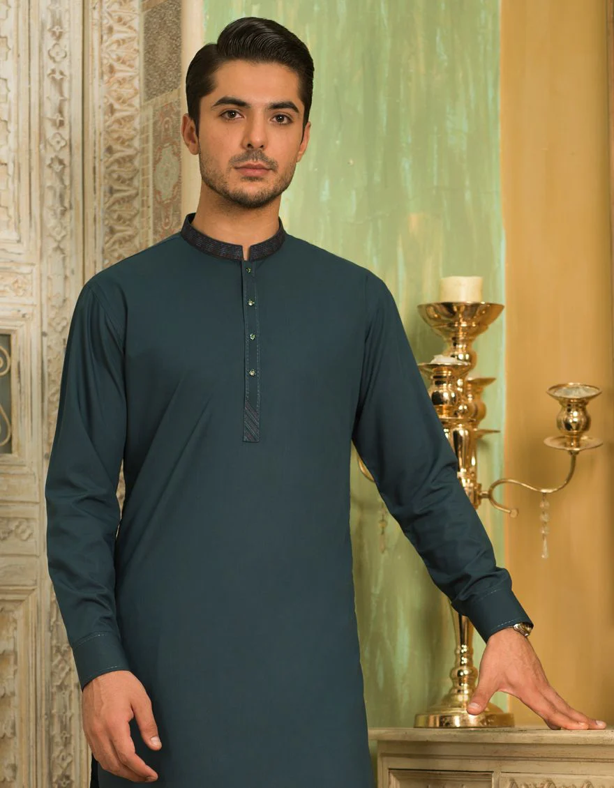 BOTTLE GREEN KAMEEZ SHALWAR | JJKS-S-US-40097/S21/JJ7325-SF - Image 2