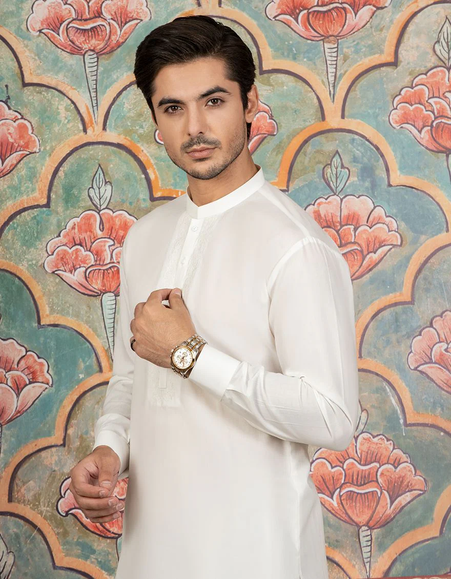 DULL WHITE KAMEEZ SHALWAR | JJKS-S-US-40132/S21/JJ7235-SF - Image 2