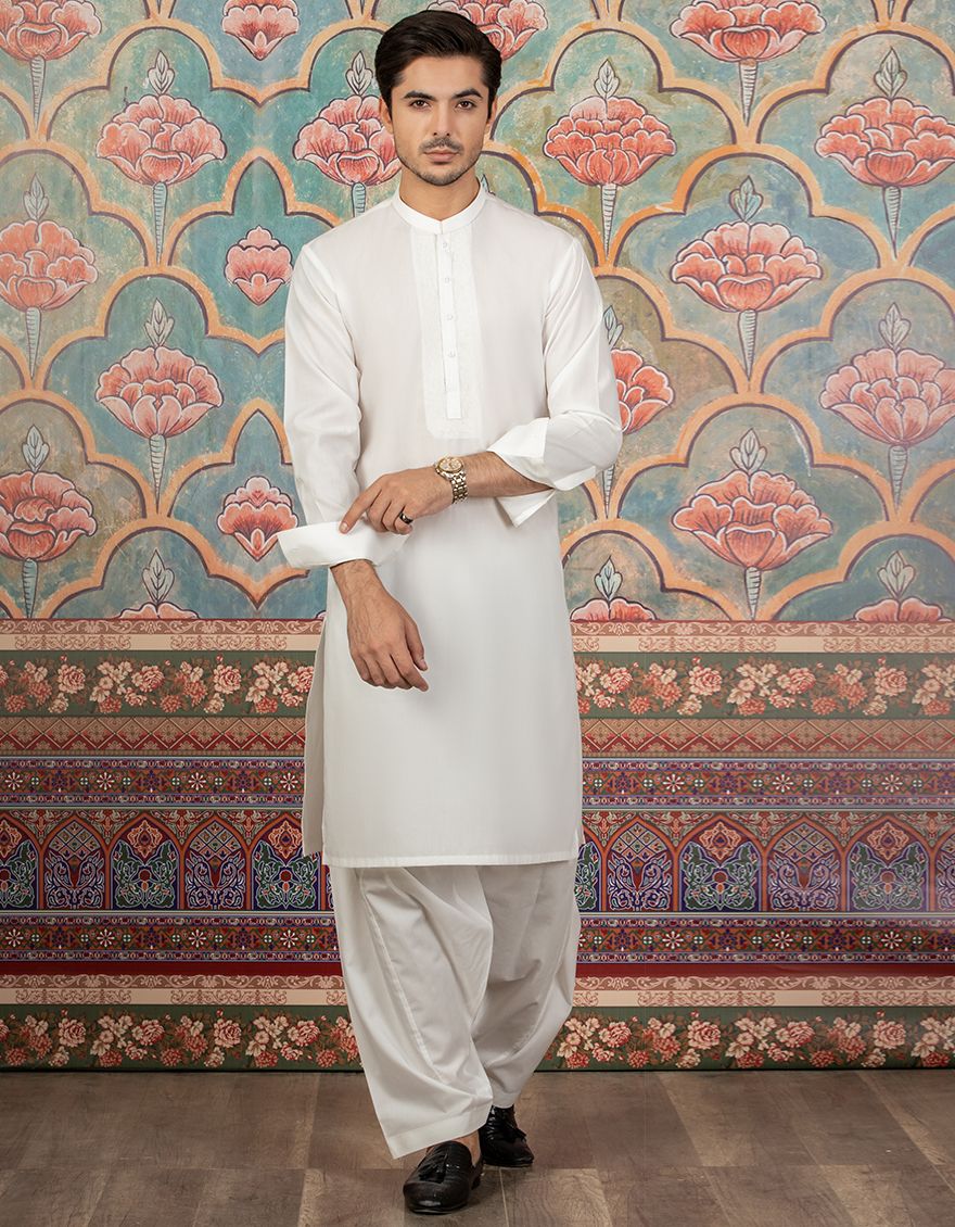 DULL WHITE KAMEEZ SHALWAR | JJKS-S-US-40132/S21/JJ7235-SF - Image 3