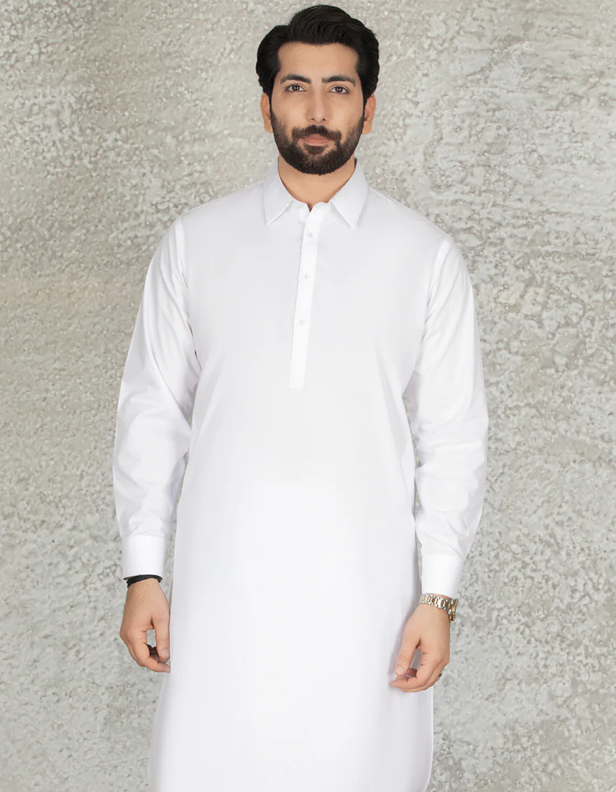 WHITE COTTON KAMEEZ SHALWAR | JJKS-S-US-40202-R1/S22/JJ8206-PN - Image 3