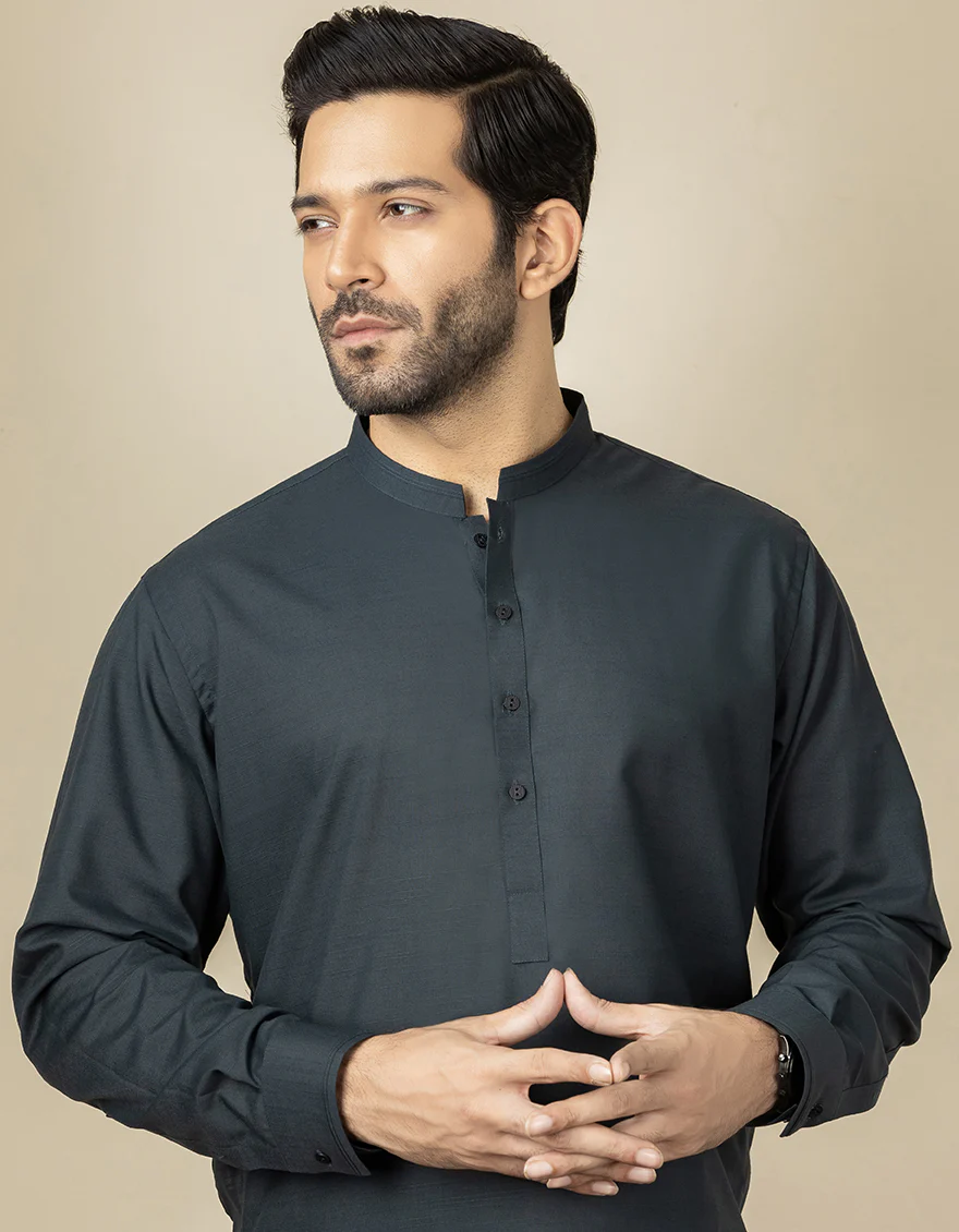 DEEP GREEN BLENDED KAMEEZ SHALWAR | JJKS-S-US-40261/S22/JJ7632-PN - Image 2