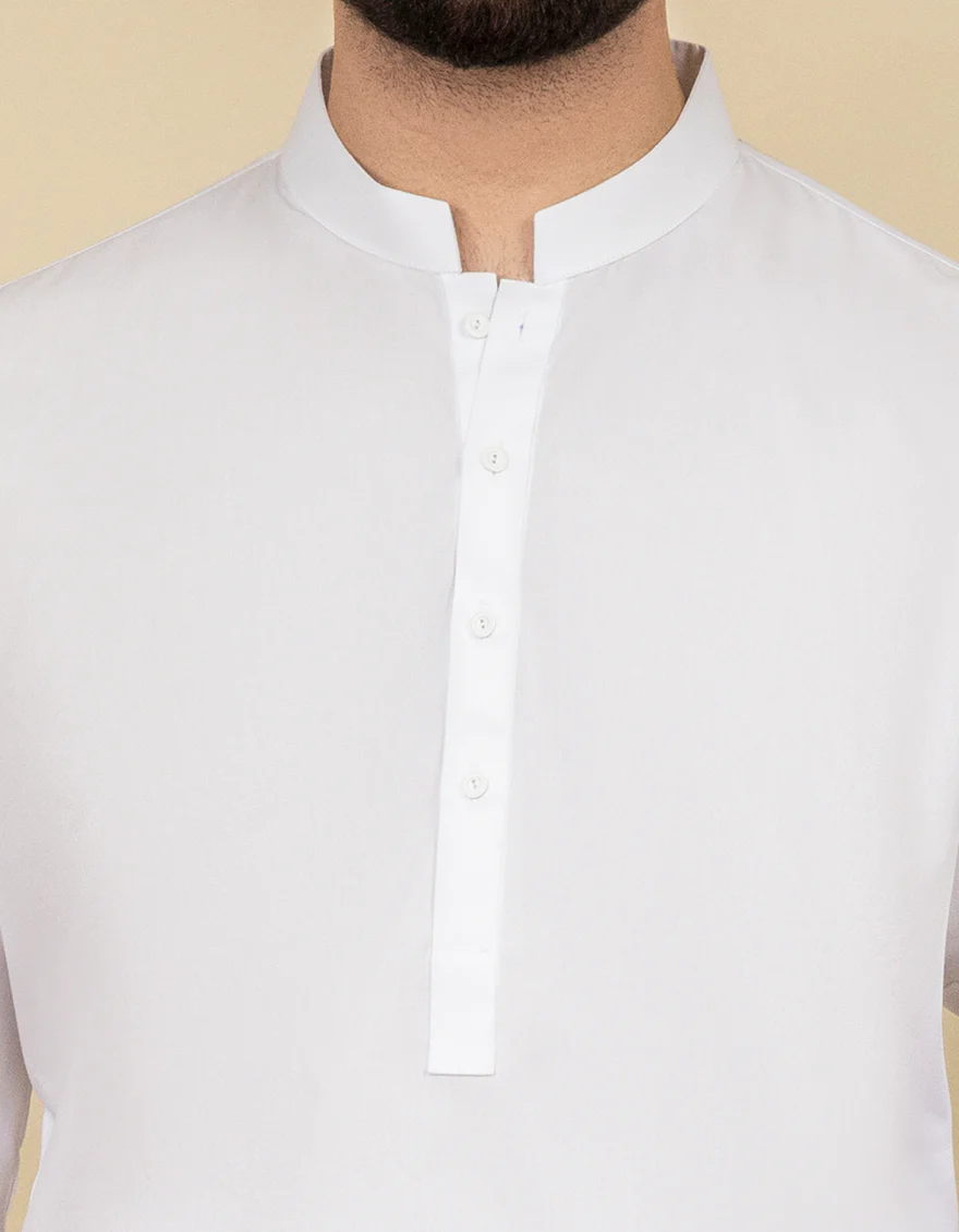 WHITE COTTON KAMEEZ SHALWAR | JJKS-S-US-40262/S22/JJ8206-PN - Image 2