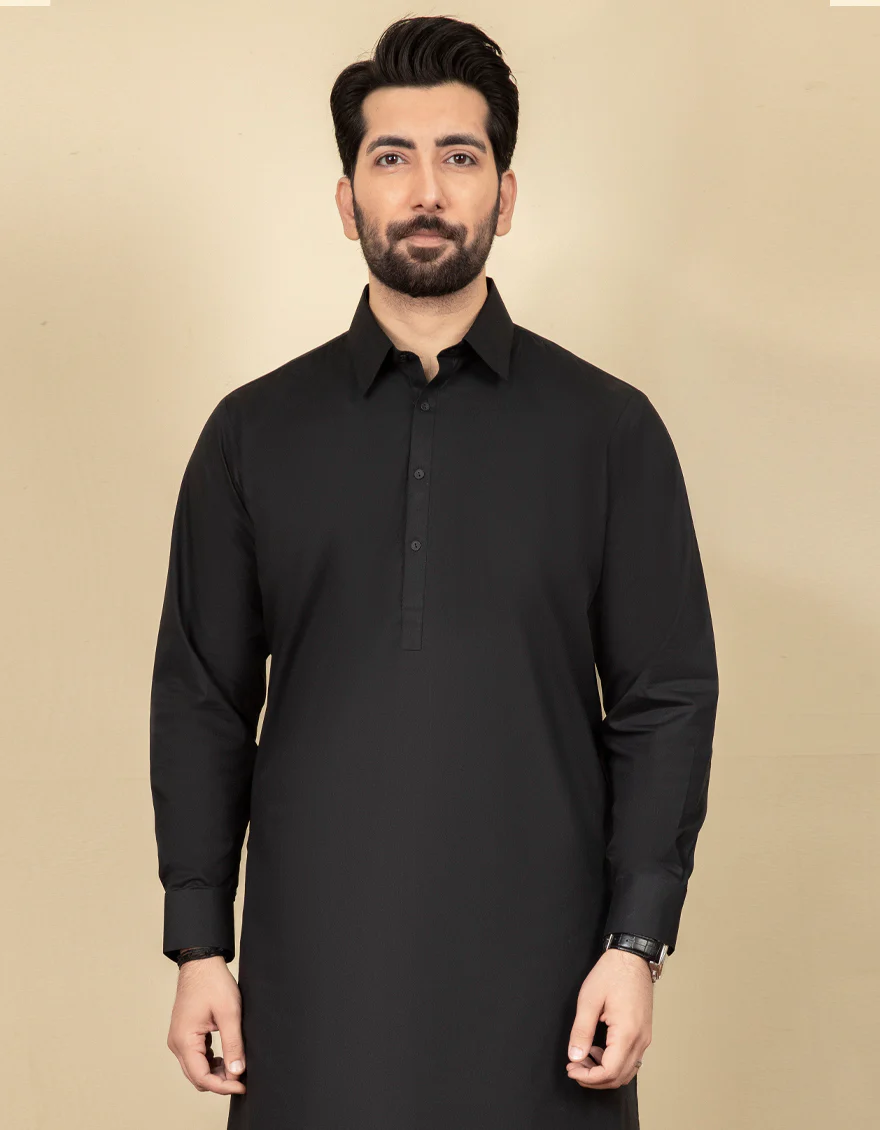 BLACK COTTON KAMEEZ SHALWAR | JJKS-S-US-40263/S22/JJ8206-PN - Image 2