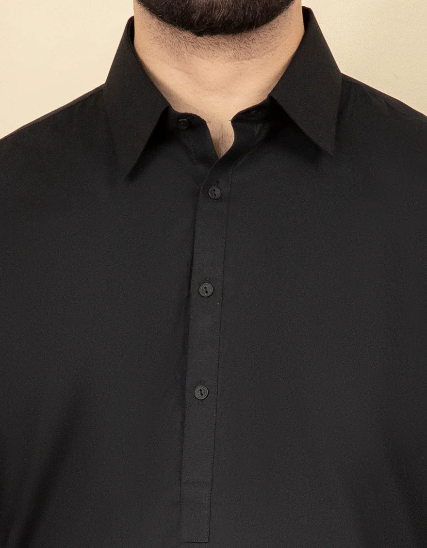 BLACK COTTON KAMEEZ SHALWAR | JJKS-S-US-40263/S22/JJ8206-PN - Image 3