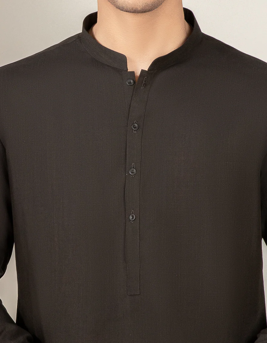 COFFEE BROWN BLENDED KAMEEZ SHALWAR | JJKS-S-US-40318/S22/JJ8234-PN - Image 2