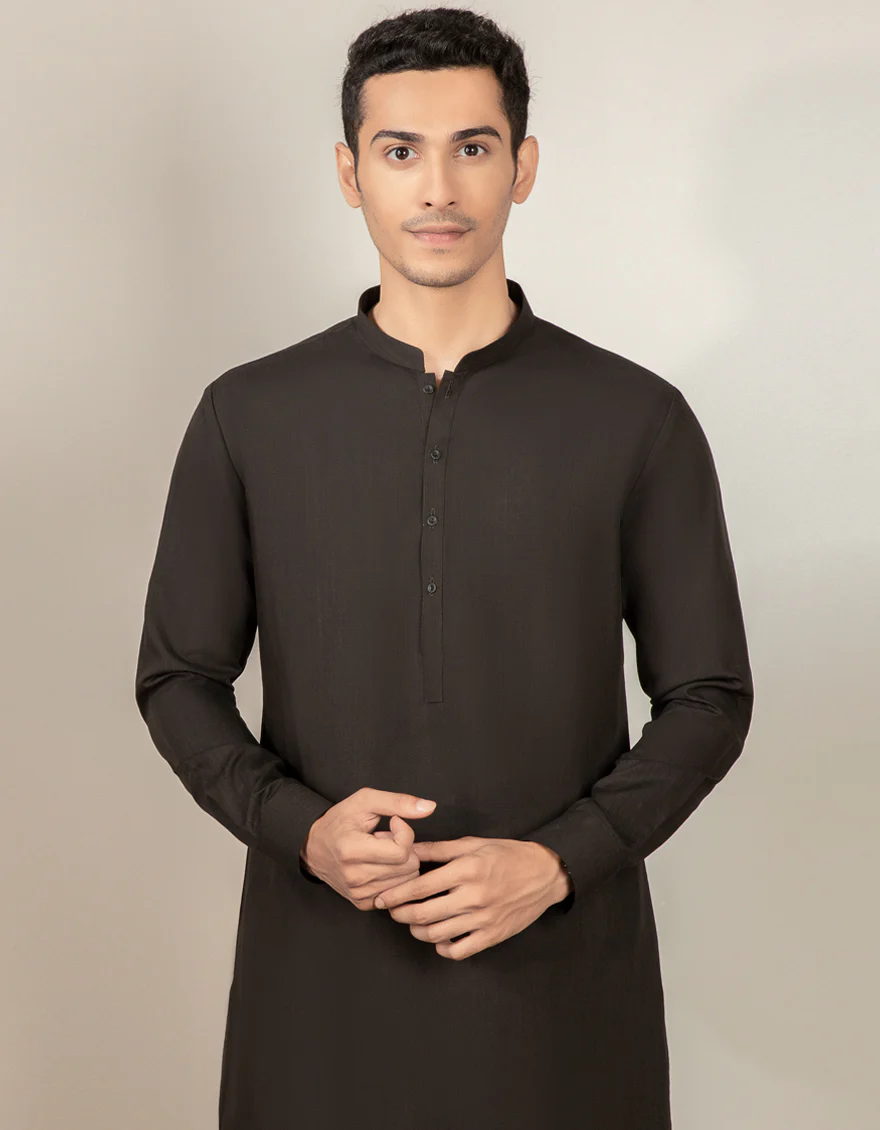 COFFEE BROWN BLENDED KAMEEZ SHALWAR | JJKS-S-US-40318/S22/JJ8234-PN - Image 3