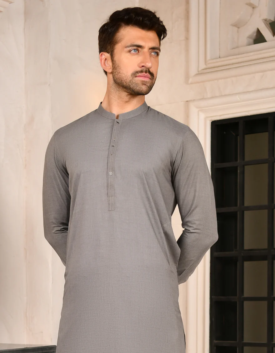 ASH GREY VISCOSE KAMEEZ SHALWAR | JJKS-S-US-44043/S22/JJ8261-CL - Image 2