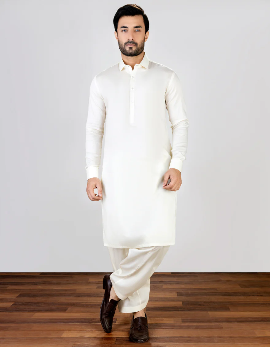 CREAM COTTON KAMEEZ SHALWAR | JJKS-S-US-47001/S23/JJ8170-PN