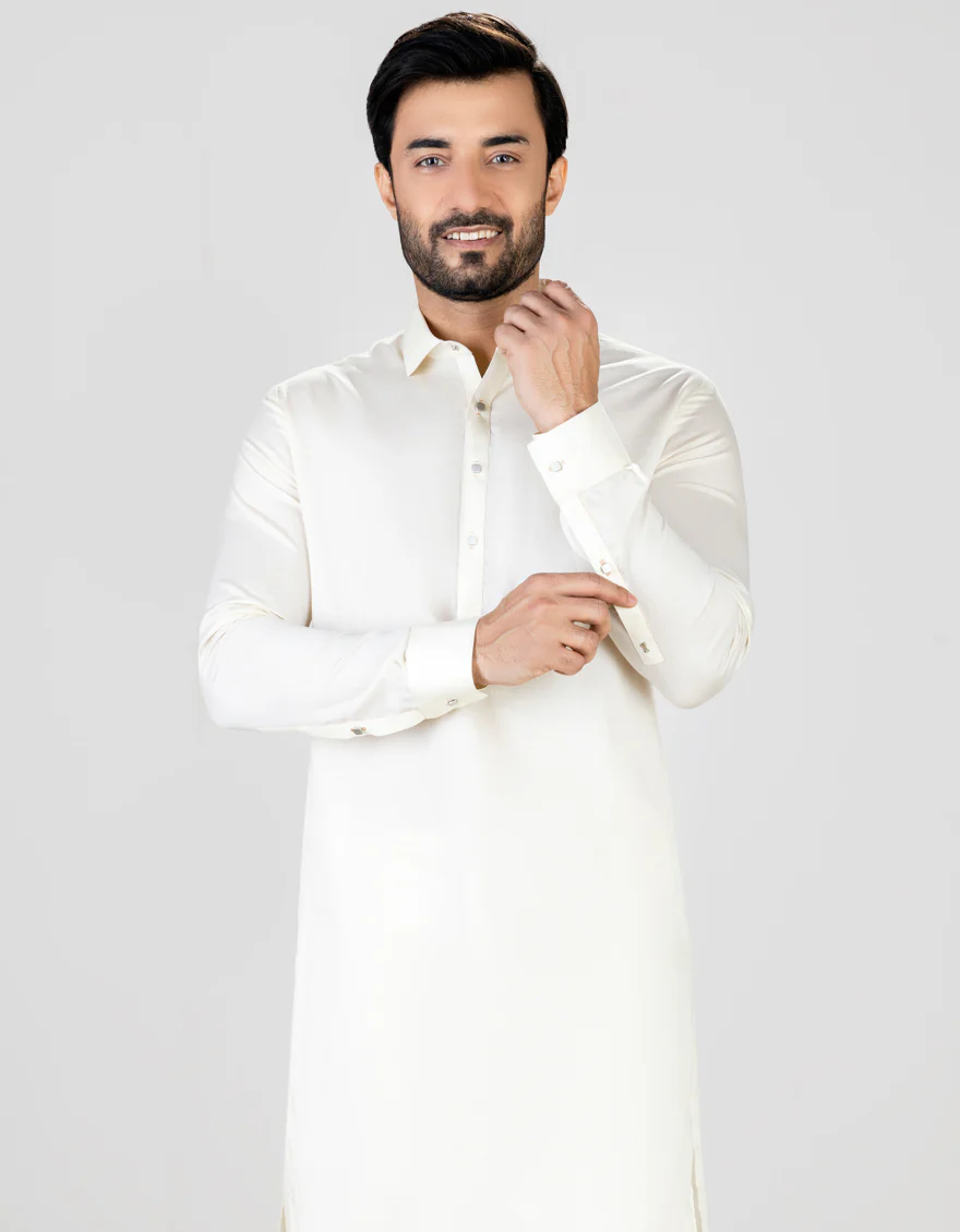 CREAM COTTON KAMEEZ SHALWAR | JJKS-S-US-47001/S23/JJ8170-PN - Image 3
