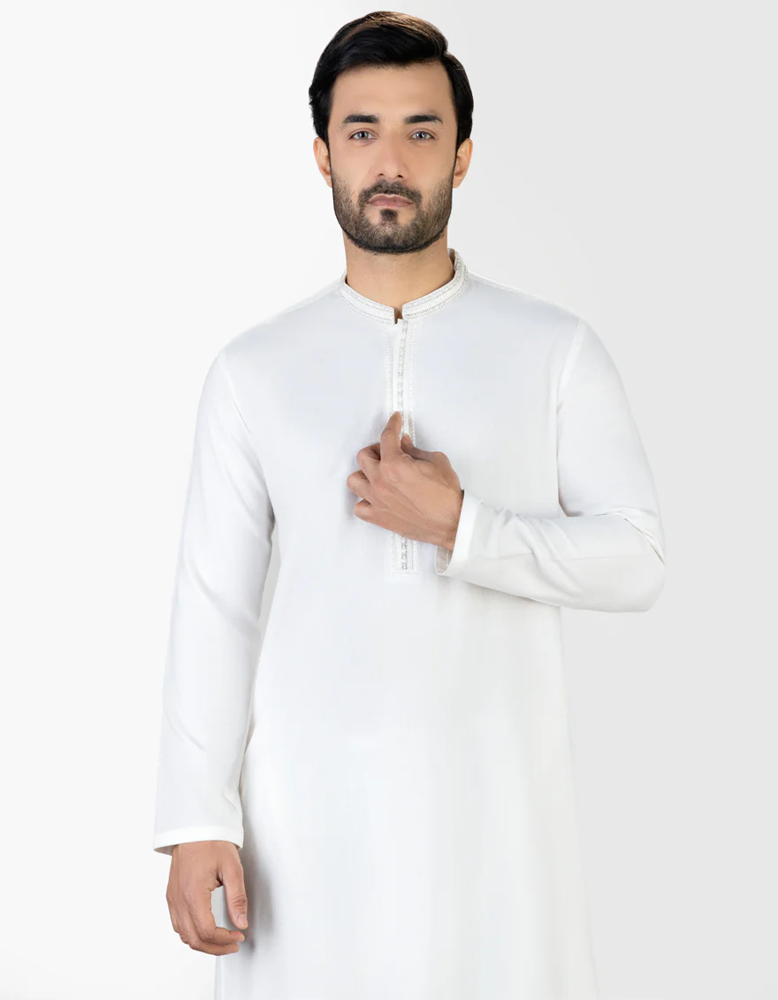 OFF WHITE BLENDED KAMEEZ SHALWAR | JJKS-S-US-47009/S23/JJ8712-FL - Image 2
