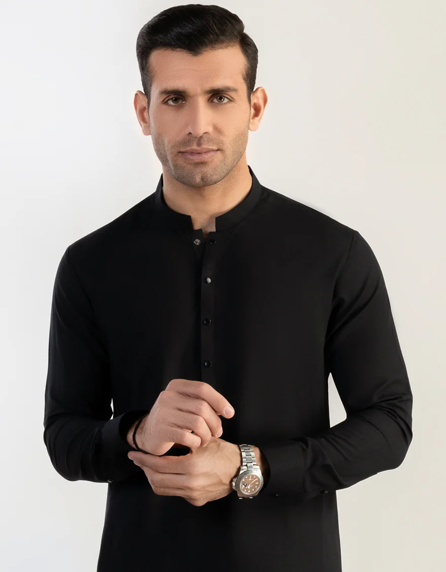BLACK BLENDED KAMEEZ SHALWAR | JJKS-S-US-47015/S23/JJ8879-PN - Image 2
