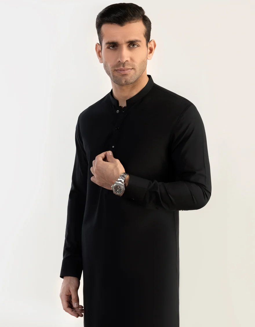 BLACK BLENDED KAMEEZ SHALWAR | JJKS-S-US-47015/S23/JJ8879-PN - Image 3