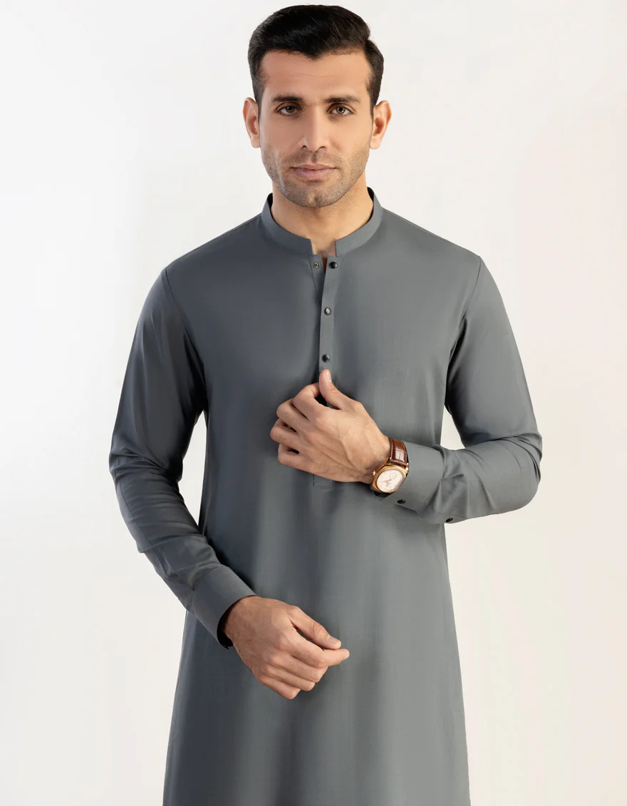 GREEN-GREY BLENDED KAMEEZ SHALWAR | JJKS-S-US-47016/S23/JJ8879-PN - Image 3
