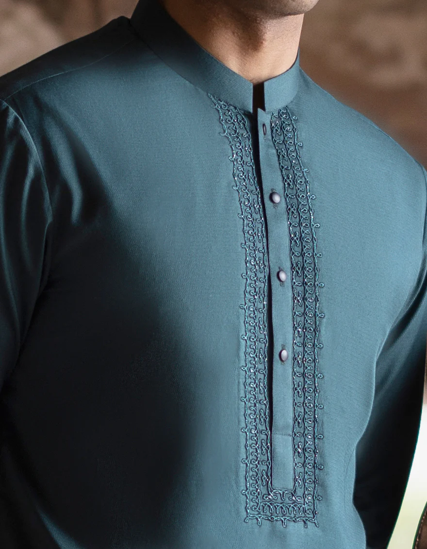 EMERALD GREEN COTTON KAMEEZ SHALWAR | JJKS-S-US-47022/S23/JJ8280-FL - Image 2