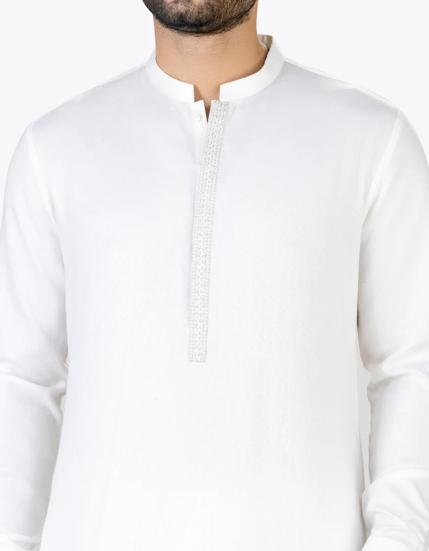 WHITE BLENDED KAMEEZ SHALWAR | JJKS-S-US-47030/S23/JJ8712-FL - Image 2