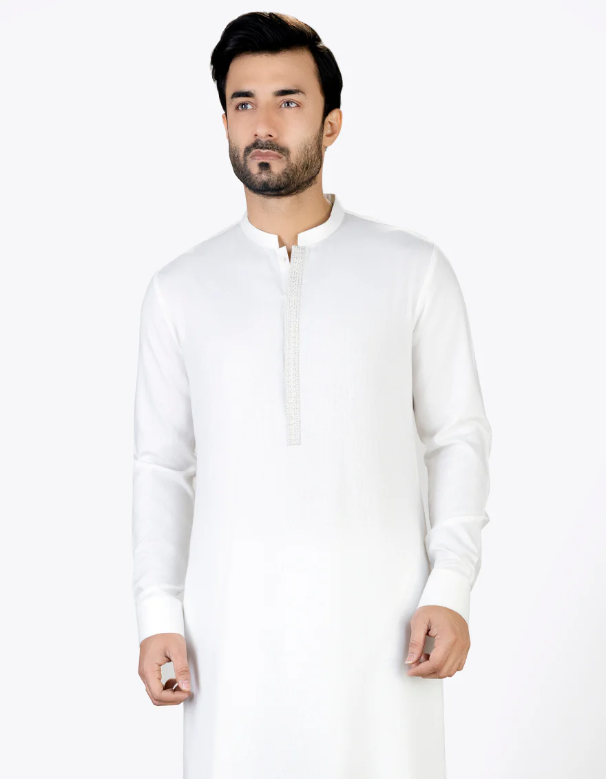 WHITE BLENDED KAMEEZ SHALWAR | JJKS-S-US-47030/S23/JJ8712-FL - Image 3