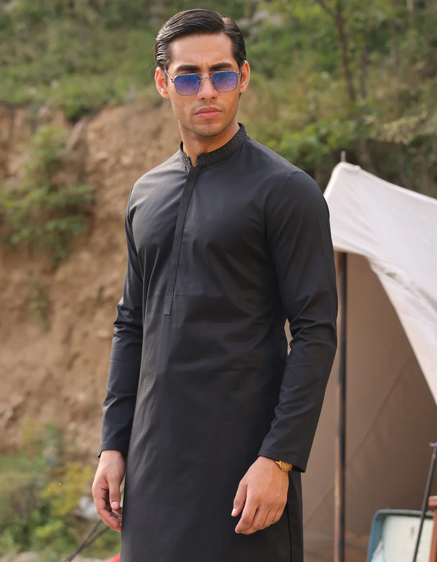 BLACK COTTON KAMEEZ SHALWAR | JJKS-S-US-47037/S23/JJ8923-SF - Image 2