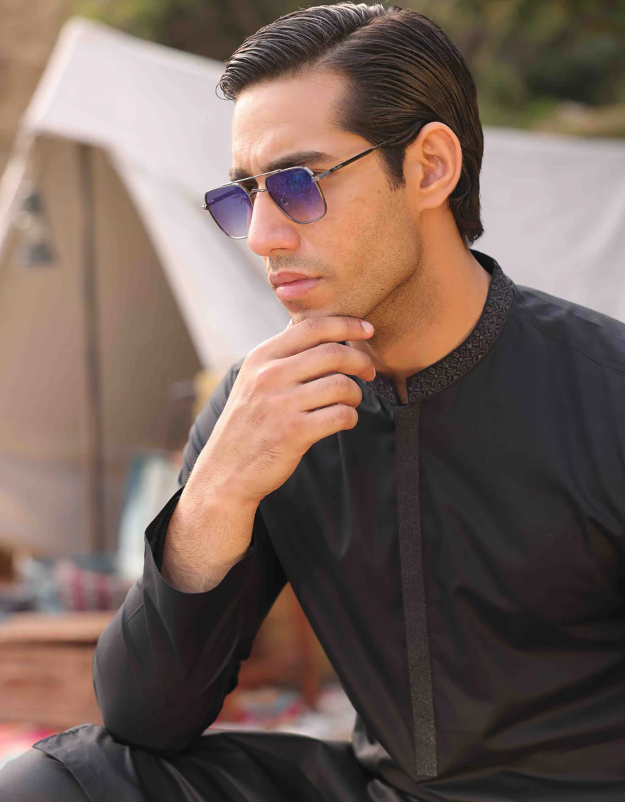 BLACK COTTON KAMEEZ SHALWAR | JJKS-S-US-47037/S23/JJ8923-SF - Image 3