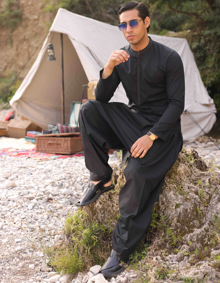 BLACK COTTON KAMEEZ SHALWAR | JJKS-S-US-47037/S23/JJ8923-SF - Image 4