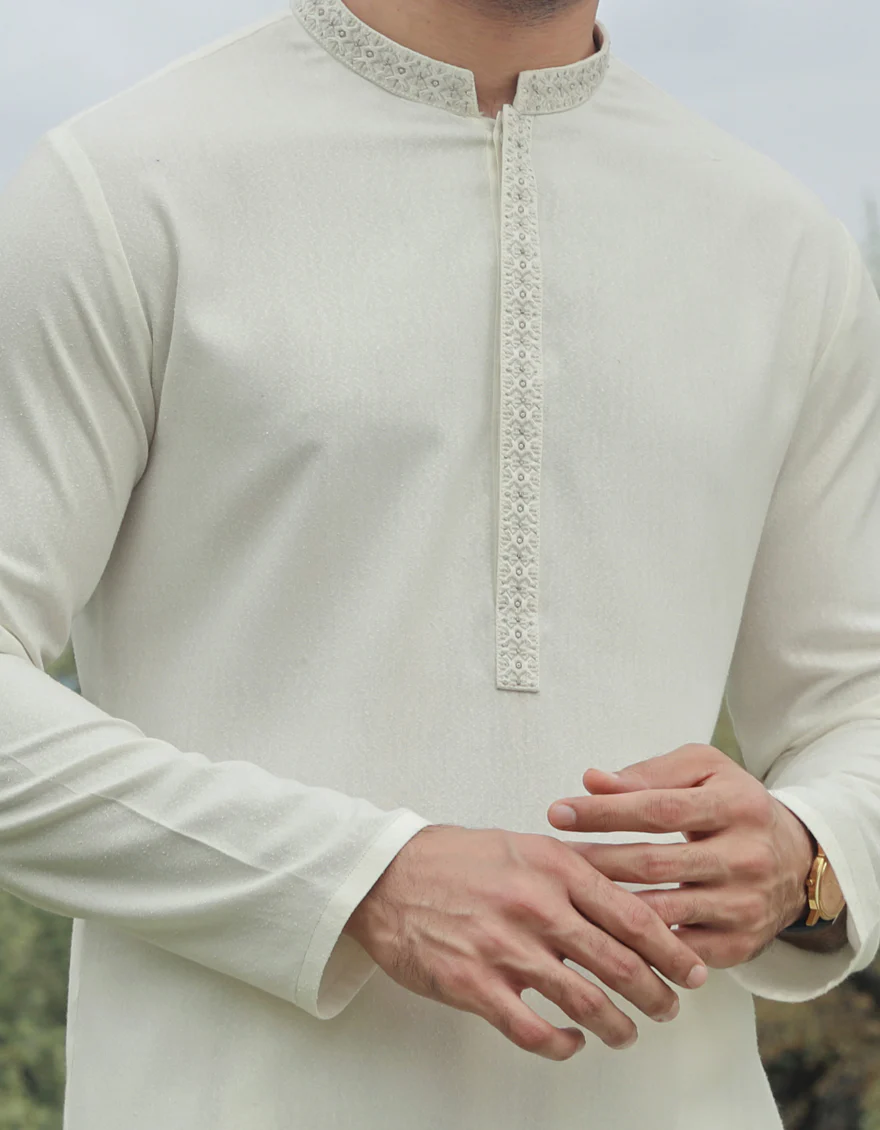 CREAM BLENDED KAMEEZ SHALWAR | JJKS-S-US-47098/S23/JJ8712-FL - Image 2