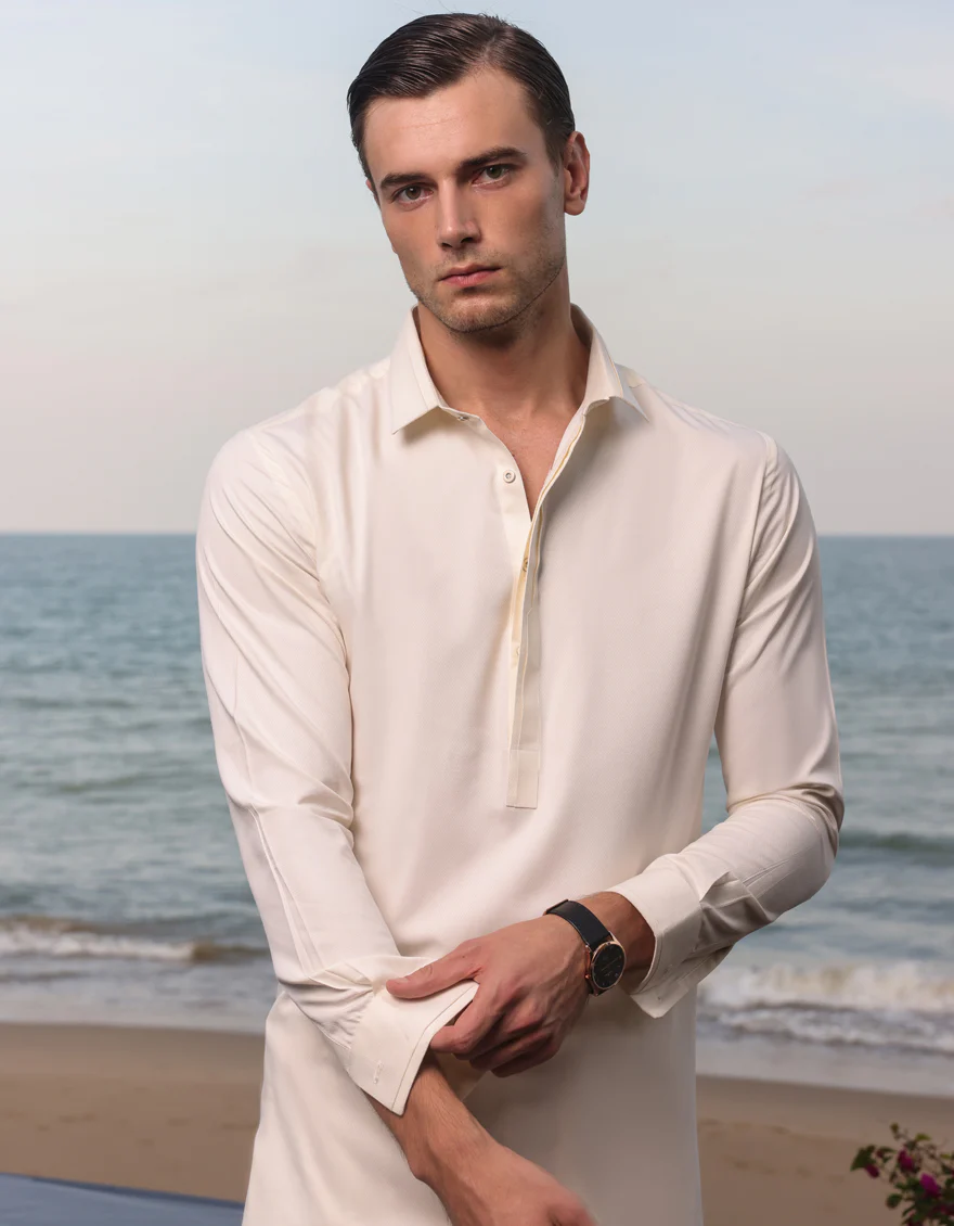 CREAM KAMEEZ SHALWAR | JJKS-US-24-37742 - Image 2