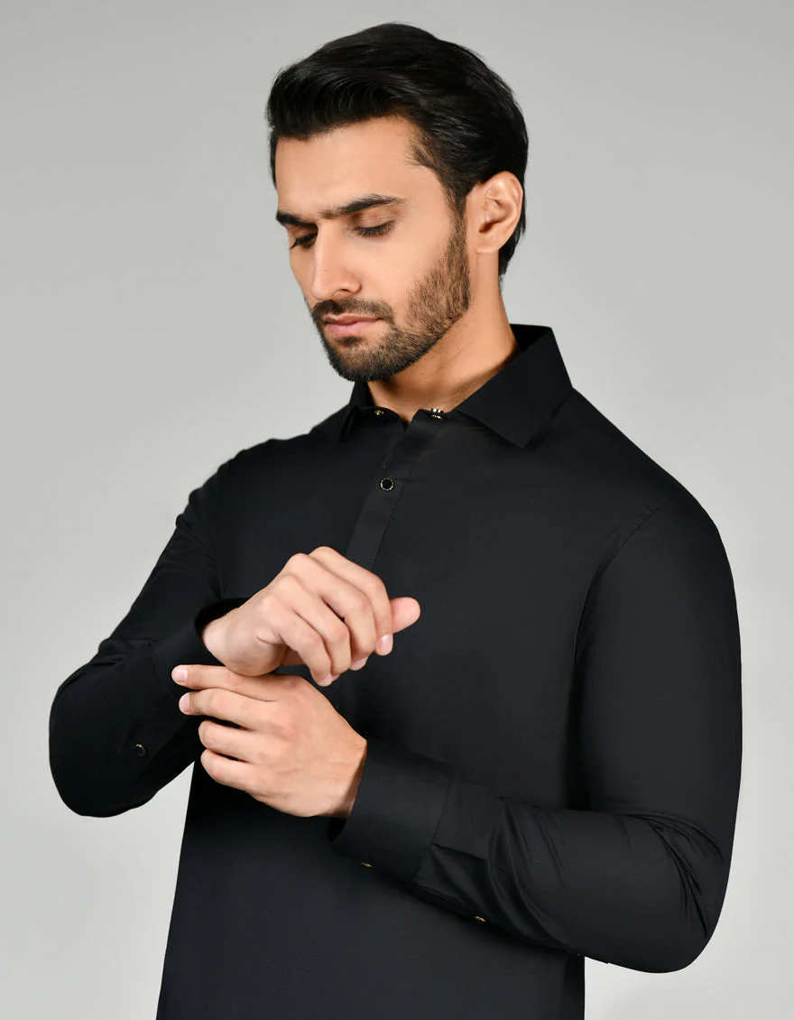 BLACK KAMEEZ SHALWAR | JJKS-US-24-47145 - Image 2