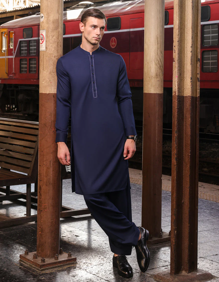 BLUE KAMEEZ SHALWAR | JJKS-US-24-90427 - Image 3